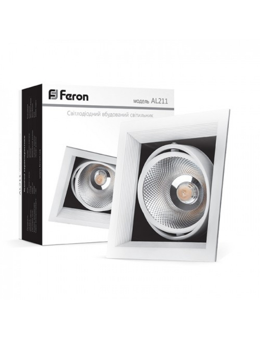 Карданний світильник Feron AL211 COB 30W біла рамка Карданний світильник Feron AL211 COB 30W біла рамка