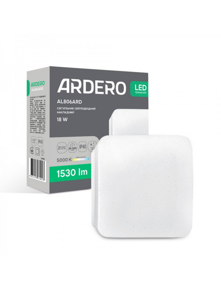 Світлодіодний накладний світильник Ardero AL806ARD 18Вт 5000K білий Світлодіодний накладний світильник Ardero AL806ARD 18Вт 5000K білий