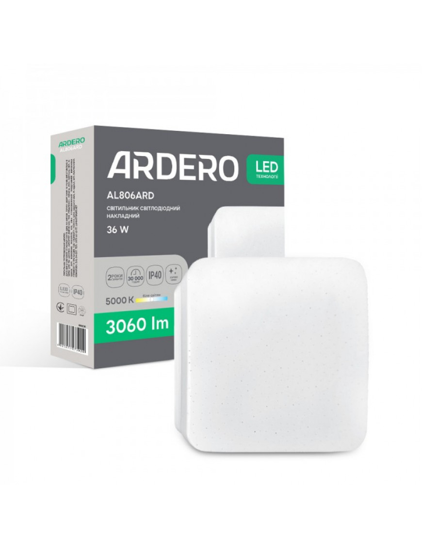 Світлодіодний накладний світильник Ardero AL806ARD 36Вт 5000K білий Світлодіодний накладний світильник Ardero AL806ARD 36Вт 5000K білий
