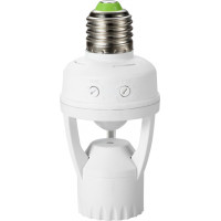 Датчик руху інфрачервоний e.sensor.pir.451.e27.white(білий) 360°, адаптер для ламп Е27
